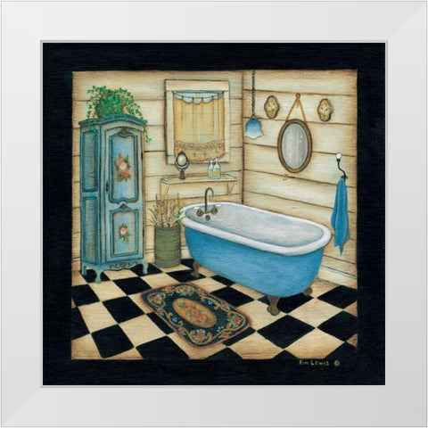 Blue Tub White Modern Wood Framed Art Print by Lewis, Kim