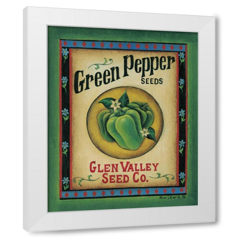 Green Pepper Seeds White Modern Wood Framed Art Print by Lewis, Kim
