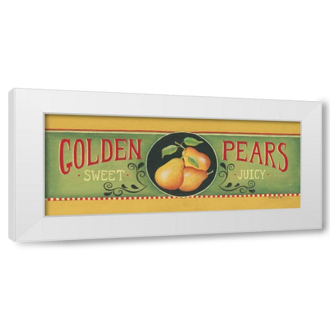 Golden Pears White Modern Wood Framed Art Print by Lewis, Kim