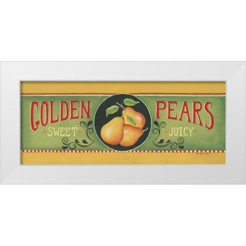 Golden Pears White Modern Wood Framed Art Print by Lewis, Kim