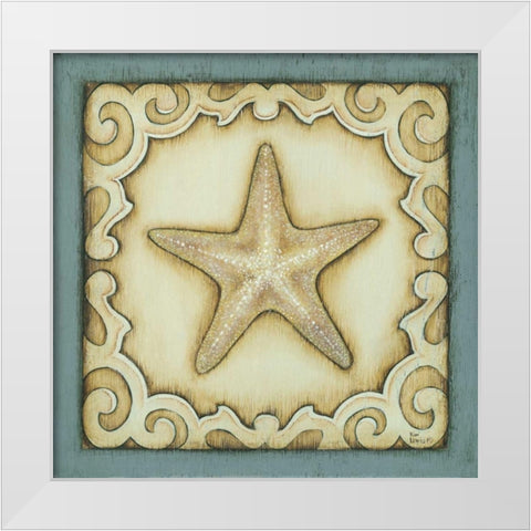 Cottage Starfish White Modern Wood Framed Art Print by Lewis, Kim
