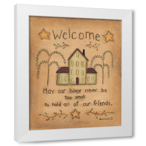Welcome White Modern Wood Framed Art Print by Lewis, Kim