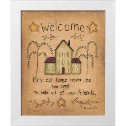 Welcome White Modern Wood Framed Art Print by Lewis, Kim
