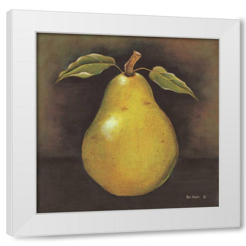 Green Pear White Modern Wood Framed Art Print by Lewis, Kim