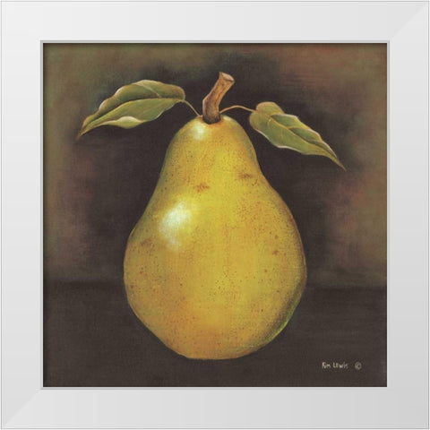 Green Pear White Modern Wood Framed Art Print by Lewis, Kim