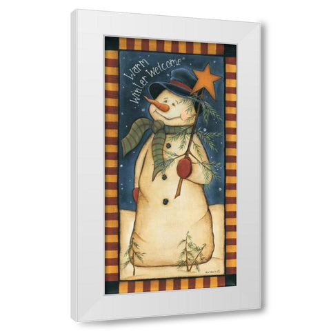 Warm Winter Welcome White Modern Wood Framed Art Print by Lewis, Kim