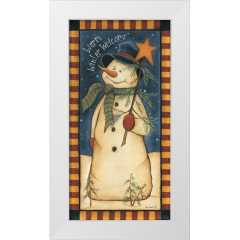 Warm Winter Welcome White Modern Wood Framed Art Print by Lewis, Kim