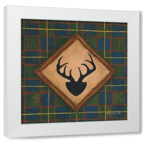 Antlers White Modern Wood Framed Art Print by Lewis, Kim
