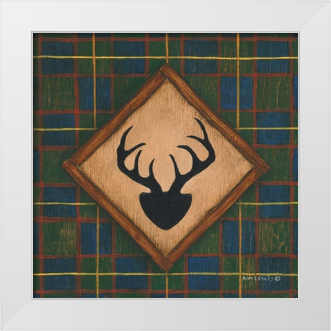 Antlers White Modern Wood Framed Art Print by Lewis, Kim