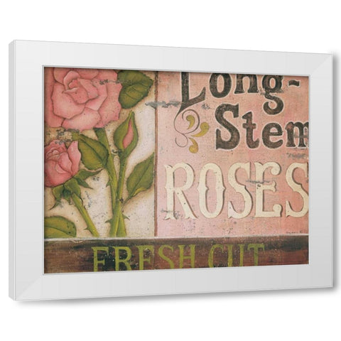 Long Stem Roses White Modern Wood Framed Art Print by Lewis, Kim