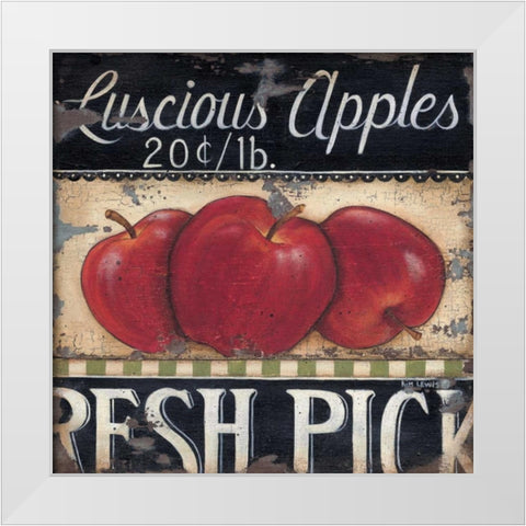Luscious Apples White Modern Wood Framed Art Print by Lewis, Kim