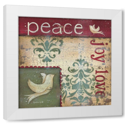 Peace Joy Love White Modern Wood Framed Art Print by Lewis, Kim