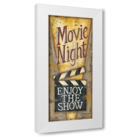 Movie Night White Modern Wood Framed Art Print by Lewis, Kim