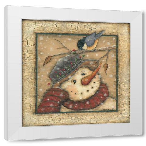 Snowman I White Modern Wood Framed Art Print by Lewis, Kim