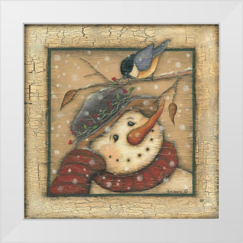 Snowman I White Modern Wood Framed Art Print by Lewis, Kim