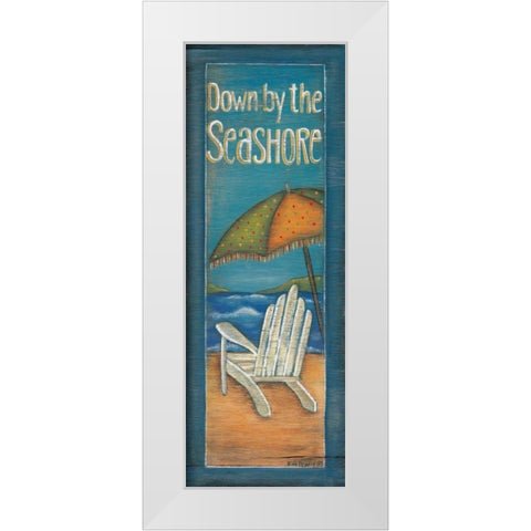 Down by the Seashore White Modern Wood Framed Art Print by Lewis, Kim