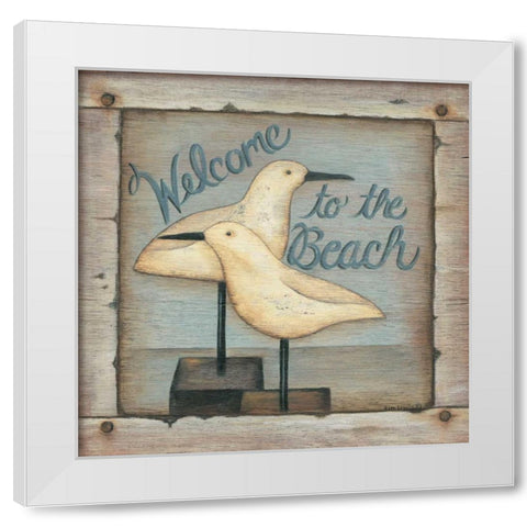 Welcome to the Beach White Modern Wood Framed Art Print by Lewis, Kim