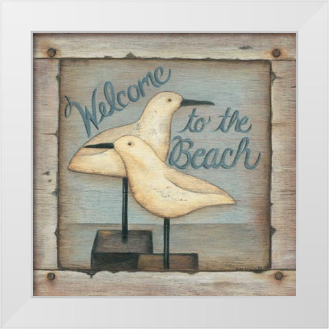 Welcome to the Beach White Modern Wood Framed Art Print by Lewis, Kim