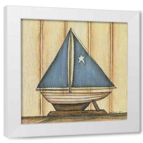 Sailboat with Star White Modern Wood Framed Art Print by Lewis, Kim