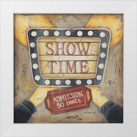 Show Time White Modern Wood Framed Art Print by Lewis, Kim