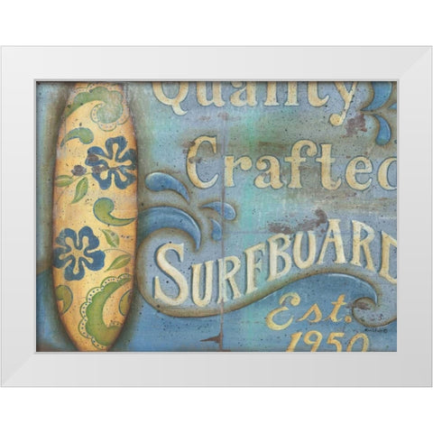 Surfboard White Modern Wood Framed Art Print by Lewis, Kim