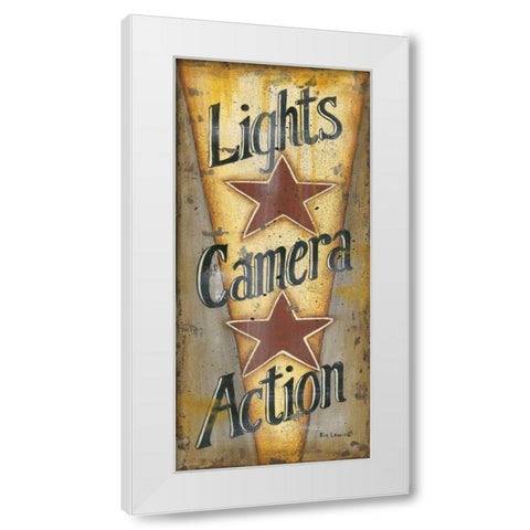 Lights-Camera-Action White Modern Wood Framed Art Print by Lewis, Kim