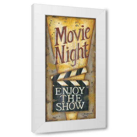 Movie Night White Modern Wood Framed Art Print by Lewis, Kim