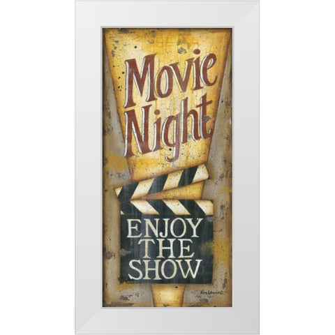 Movie Night White Modern Wood Framed Art Print by Lewis, Kim