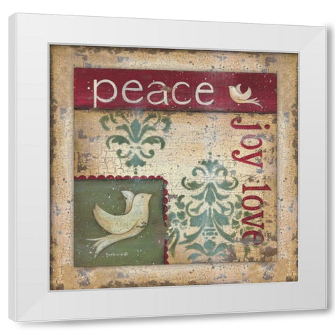 Peace-Joy-Love White Modern Wood Framed Art Print by Lewis, Kim