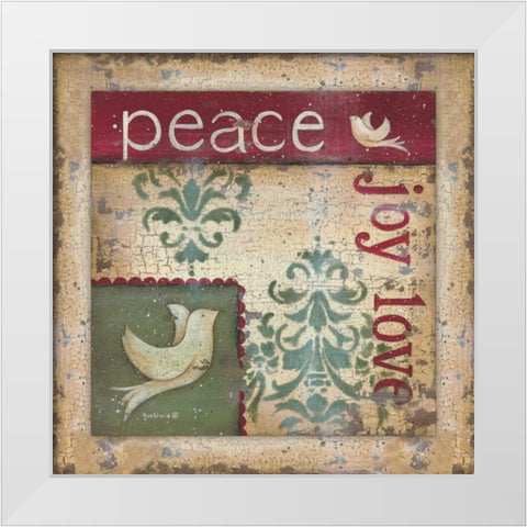 Peace-Joy-Love White Modern Wood Framed Art Print by Lewis, Kim