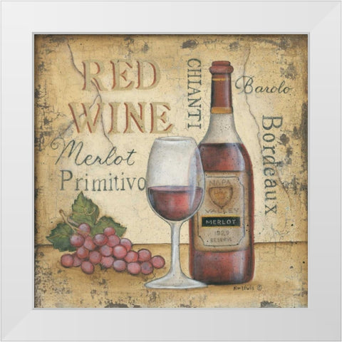 Red Wine White Modern Wood Framed Art Print by Lewis, Kim