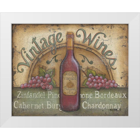 Vintage Wines White Modern Wood Framed Art Print by Lewis, Kim