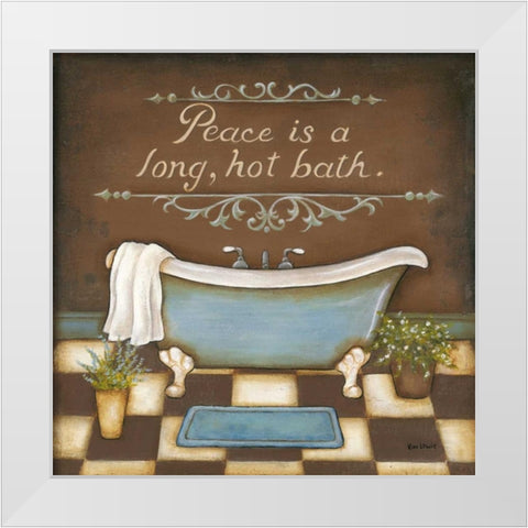 Long Hot Bath White Modern Wood Framed Art Print by Lewis, Kim