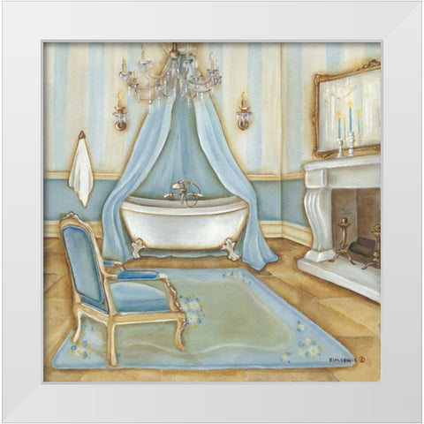 Blue Bath White Modern Wood Framed Art Print by Lewis, Kim