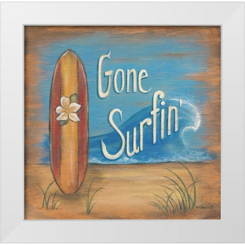Gone Surfing White Modern Wood Framed Art Print by Lewis, Kim