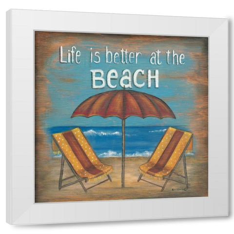 Life is Better White Modern Wood Framed Art Print by Lewis, Kim