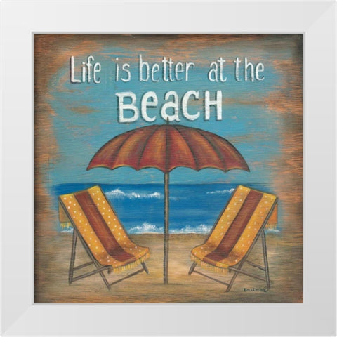 Life is Better White Modern Wood Framed Art Print by Lewis, Kim