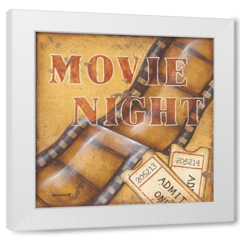 Movie Night White Modern Wood Framed Art Print by Lewis, Kim