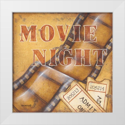 Movie Night White Modern Wood Framed Art Print by Lewis, Kim
