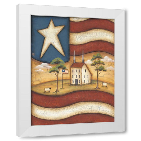 Folk Flag White Modern Wood Framed Art Print by Lewis, Kim
