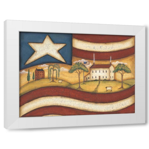 Folk Flag II White Modern Wood Framed Art Print by Lewis, Kim