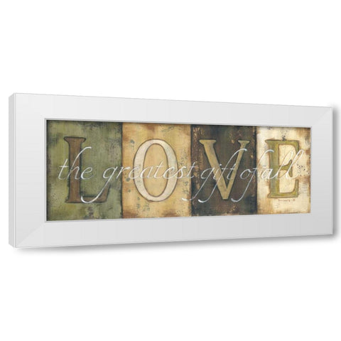 Love White Modern Wood Framed Art Print by Lewis, Kim