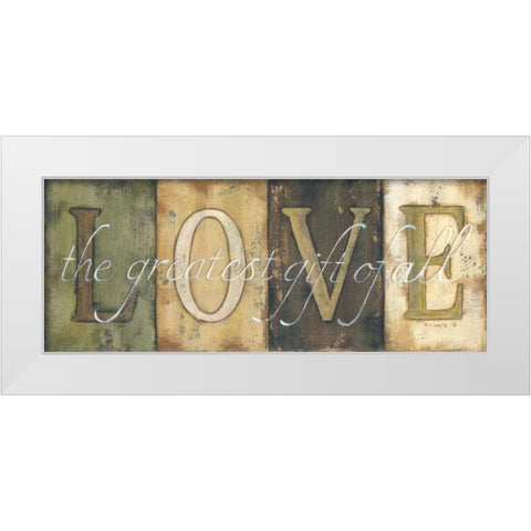 Love White Modern Wood Framed Art Print by Lewis, Kim