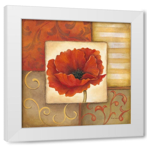 Orange Poppy I White Modern Wood Framed Art Print by Lewis, Kim