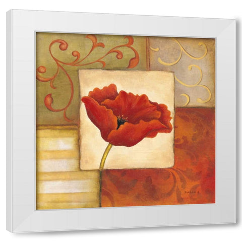 Orange Poppy II White Modern Wood Framed Art Print by Lewis, Kim