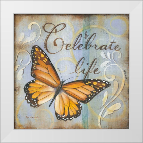 Celebrate White Modern Wood Framed Art Print by Lewis, Kim