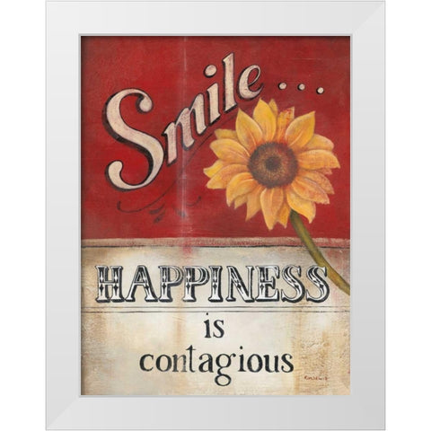 Smile White Modern Wood Framed Art Print by Lewis, Kim