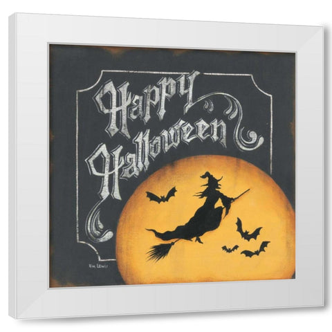 Happy Halloween White Modern Wood Framed Art Print by Lewis, Kim