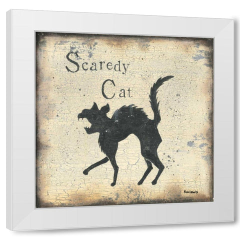 Scaredy Cat White Modern Wood Framed Art Print by Lewis, Kim