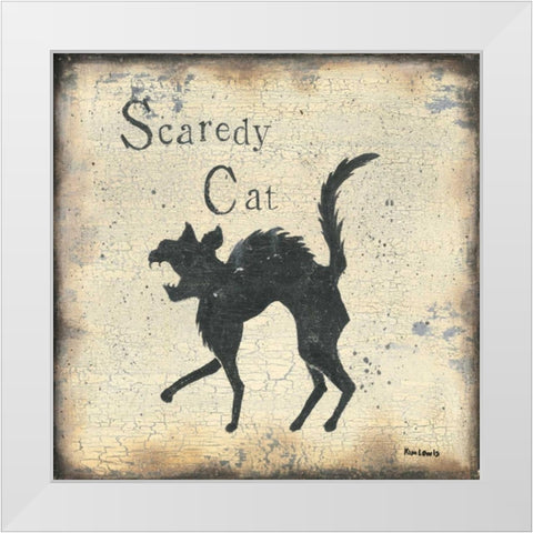 Scaredy Cat White Modern Wood Framed Art Print by Lewis, Kim
